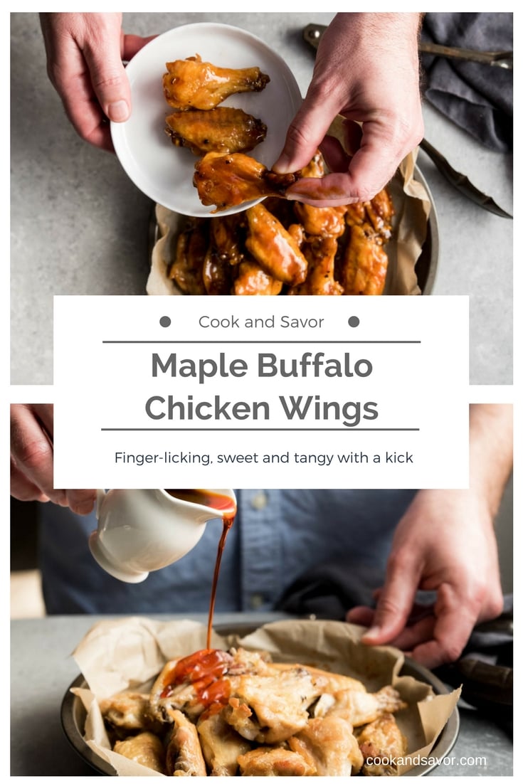 Maple Buffalo Chicken Wings - Finger-licking, sweet and tangy with a kick | cookandsavor.com