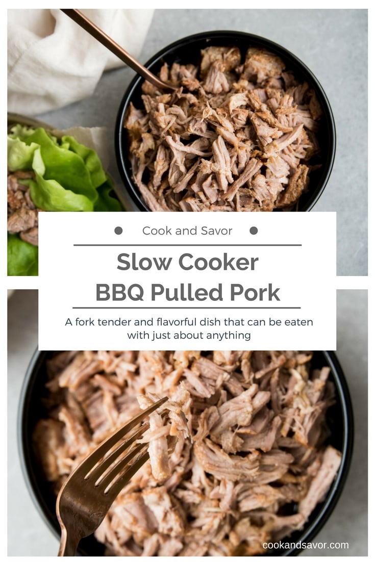 Slow Cooker BBQ Pulled Pork - A fork tender and flavorful dish that can be eaten with just about anything | cookandsavor.com