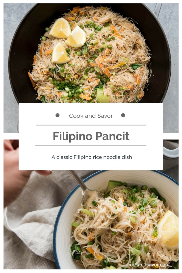 Filipino Pancit - A classic Filipino rice dish | cookandsavor.com